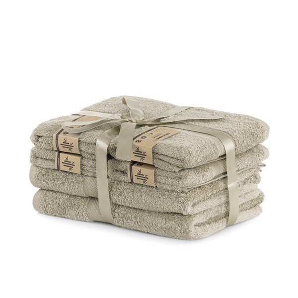 Bamby Beige szett 2 db bézs fürdőlepedővel és 4 db törölközővel - DecoKing-image-1