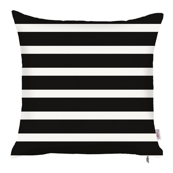 Pinky Stripes fekete-fehér párnahuzat, 43 x 43 cm - Apolena