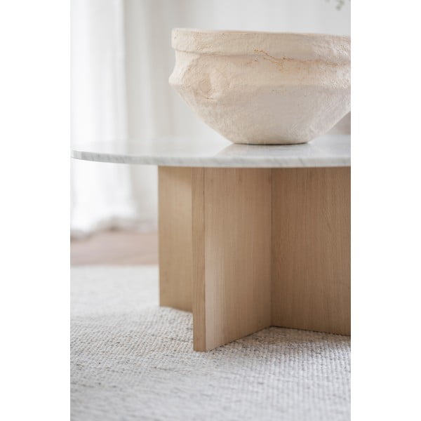 Fehér-barna márvány kerek dohányzóasztal 90x90 cm Brooksville - Rowico-image-4