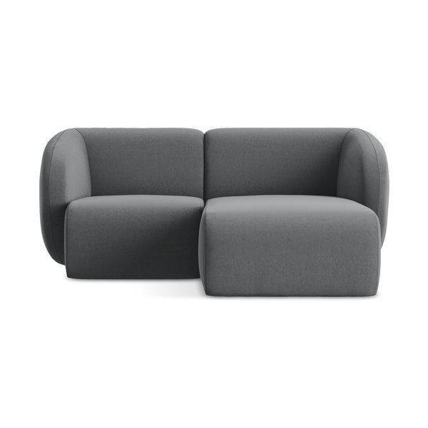 Szürke bársony sarokkanapé (jobb oldali-heverő résszel) Lani – Makamii