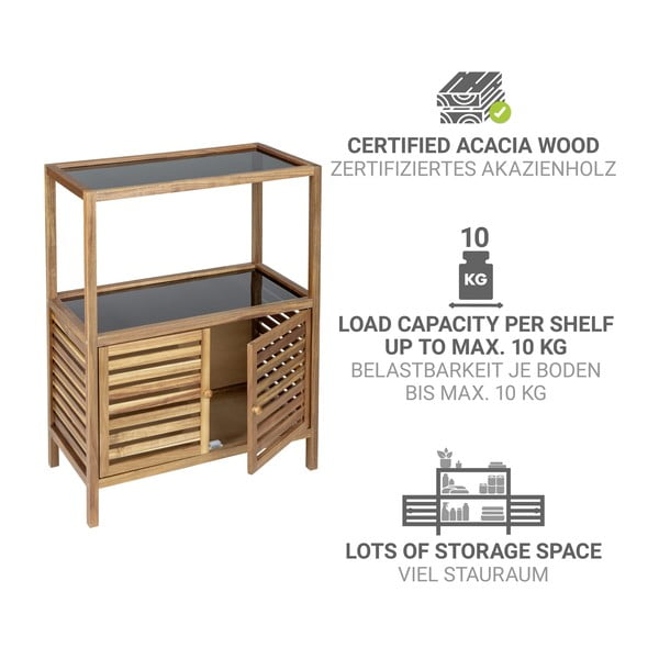 Fekete-natúr színű akácfa alacsony fürdőszoba szekrény 67,5x86 cm Fondi – Wenko-image-3