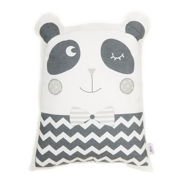 Pillow Toy Panda szürke pamut keverék gyerekpárna, 25 x 36 cm - Mike & Co. NEW YORK