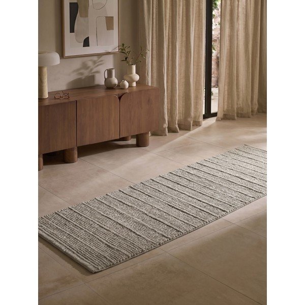 Szürke kézi szövésű gyapjú futószőnyeg 80x250 cm Camden Parker – Ted Baker-image-1