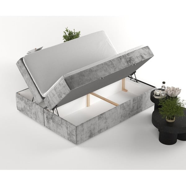 Szürke ágyneműtartós boxspring ágy 140x200 cm Yoko – Maison de Rêve-image-4