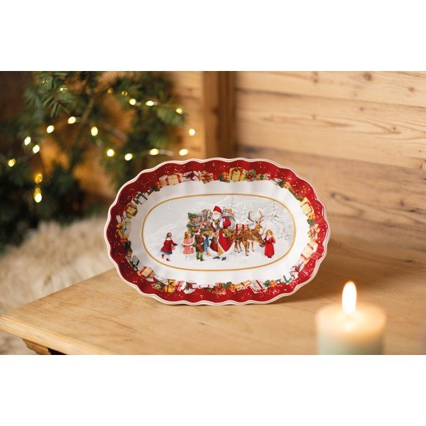 Porcelán szervírozó tányér karácsonyi motívummal, 30 x 19,8 cm - Villeroy & Boch-image-1