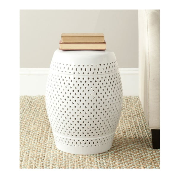 Diamond fehér kültéri kerámia tárolóasztal, ø 35 cm - Safavieh-image-1