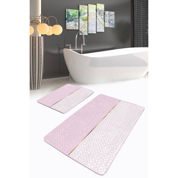 Rózsaszín fürdőszobai kilépő szett 2 db-os 60x100 cm – Mila Home-image-1