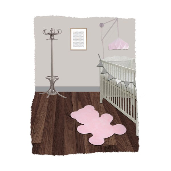 Little Teddy rózsaszín, kézzel készített gyerekszőnyeg, 80 x 100 cm - Nattiot-image-2