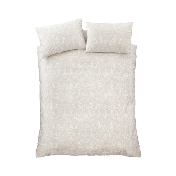 Bézs kétszemélyes bársony ágyneműhuzat 200x200 cm Bridgerton Regal Birds – Catherine Lansfield