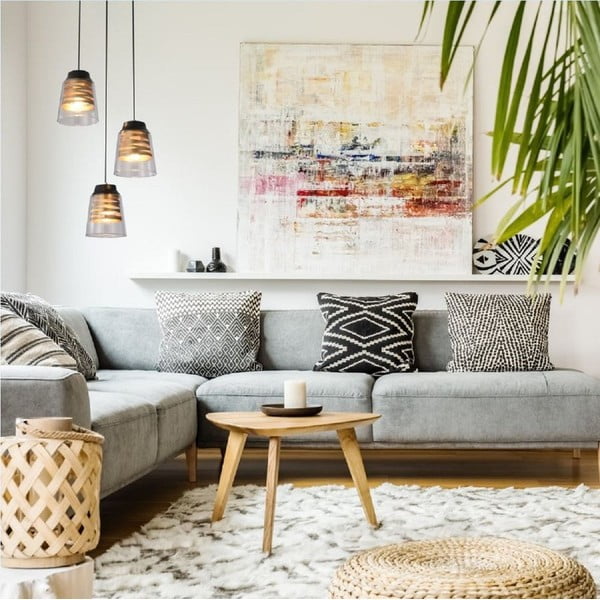 Fekete függőlámpa üveg búrával Fresno – Candellux Lighting-image-1