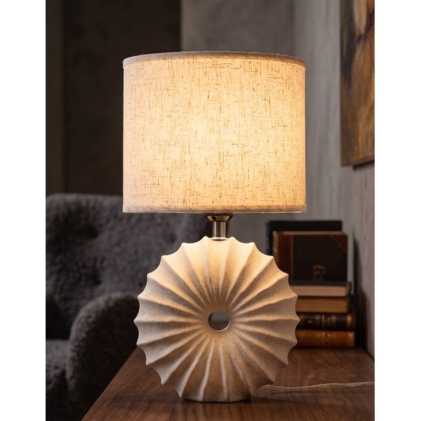 Krémszínű kerámia asztali lámpa textil búrával (magasság 40 cm) Anemone – Mauro Ferretti-image-1