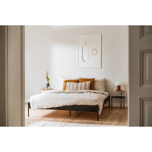 Fehér acél franciaágy ágytámla nélkül ágyráccsal 160x200 cm Eton Basic – noo.ma-image-1