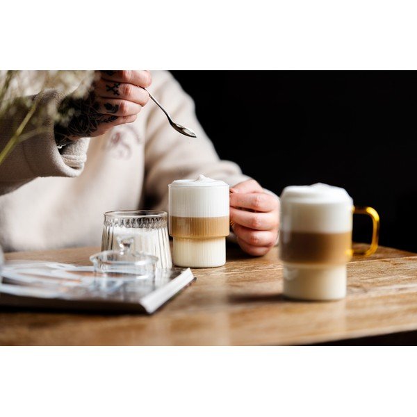 Sárga üveg bögre szett 2 db-os cappucinóhoz 350 ml Livio – Vialli Design-image-1