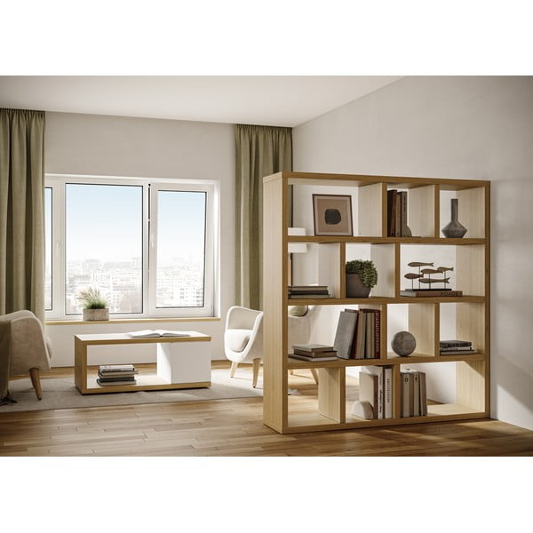 Barna könyvespolc tölgyfa dekorral 150x159 cm Berlin – TemaHome-image-4