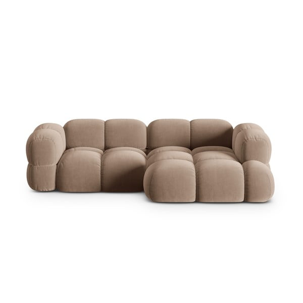 Barna bársony sarokkanapé (jobb oldali-heverő résszel) Loretto – Cosmopolitan Design