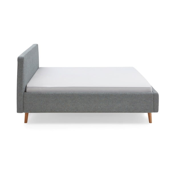 Sötétszürke kárpitozott ágyneműtartós franciaágy ágyráccsal 180x200 cm Mattis – Meise Möbel-image-4