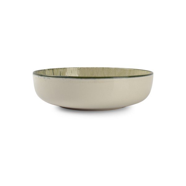 Zöld-krémszínű mély kőedény tányér ø 18,5 cm Gravel – ONA-image-2