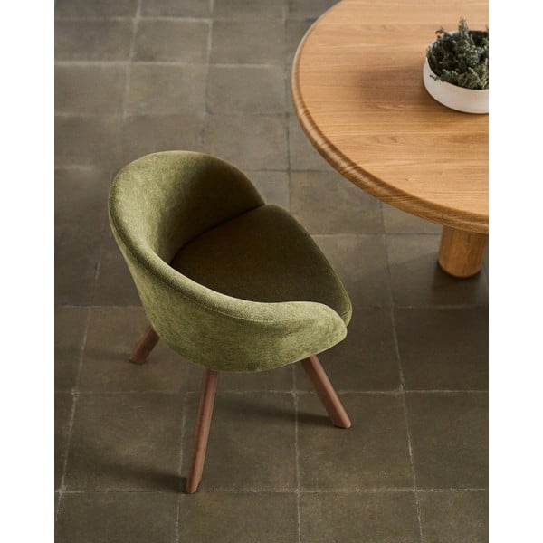 Zöld kárpitozott karfás étkezőfotel Marvin – Kave Home-image-2