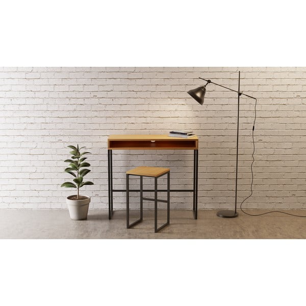 Íróasztal tölgyfa dekoros asztallappal 35x100 cm Frame – Woodman-image-1