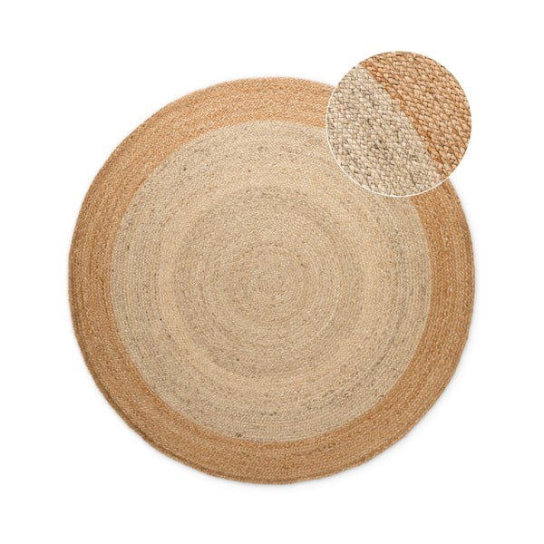 Elefántcsont színű kétoldalas kézi szövésű kerek juta szőnyeg ø 160 cm Jutta Ivory – Hanse Home