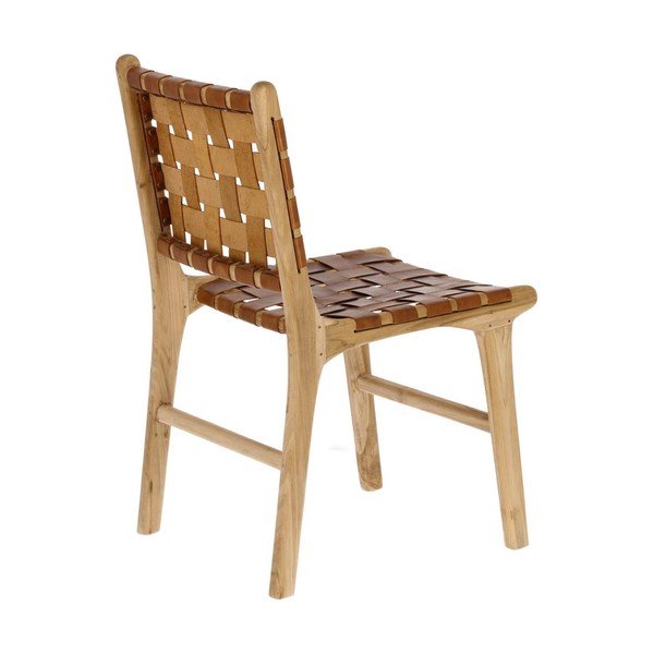 Konyakbarna-natúr színű bőr étkezőszék szett 2 db-os Calixta – Kave Home-image-2