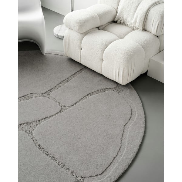 Szürke gyapjú kerek szőnyeg ø 133 cm Morphic Organica – Agnella-image-3