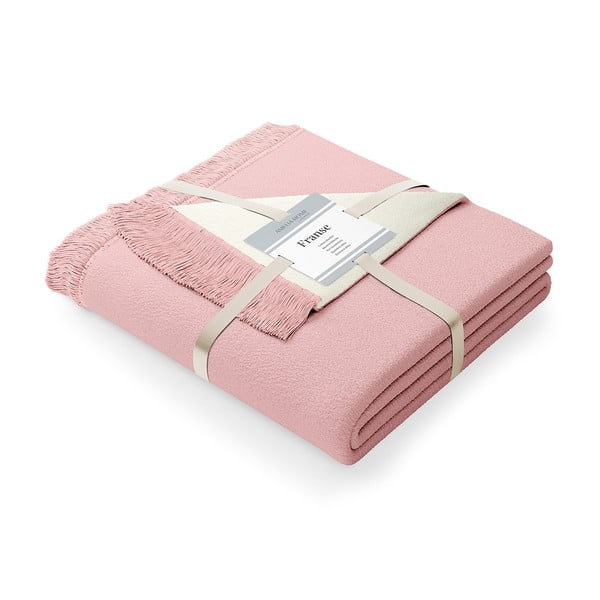 Franse púderrózsaszín pamutkeverék takaró, 150 x 200 cm - AmeliaHome-image-2