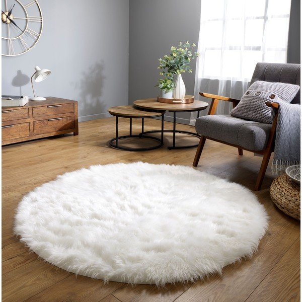 Sheepskin fehér kerek szőnyeg, ⌀ 120 cm - Flair Rugs-image-1