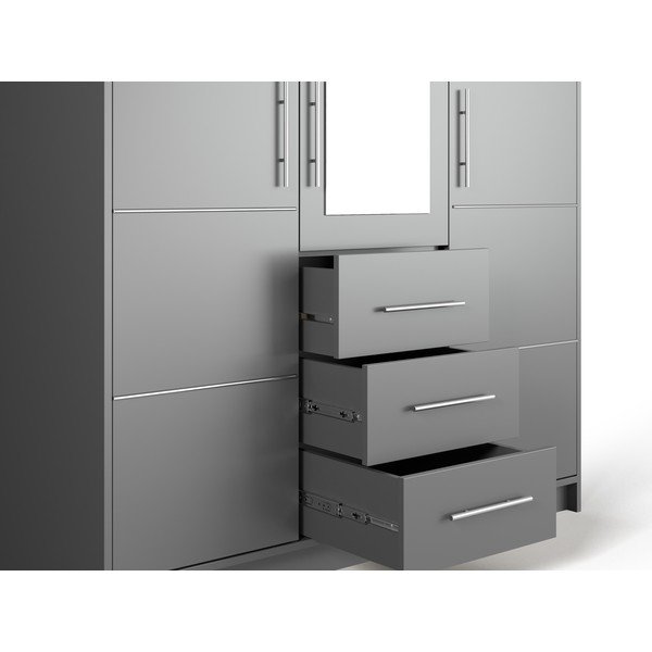 Szürke ruhásszekrény tükörrel 147x200 cm Derry - Cosmopolitan Design-image-1