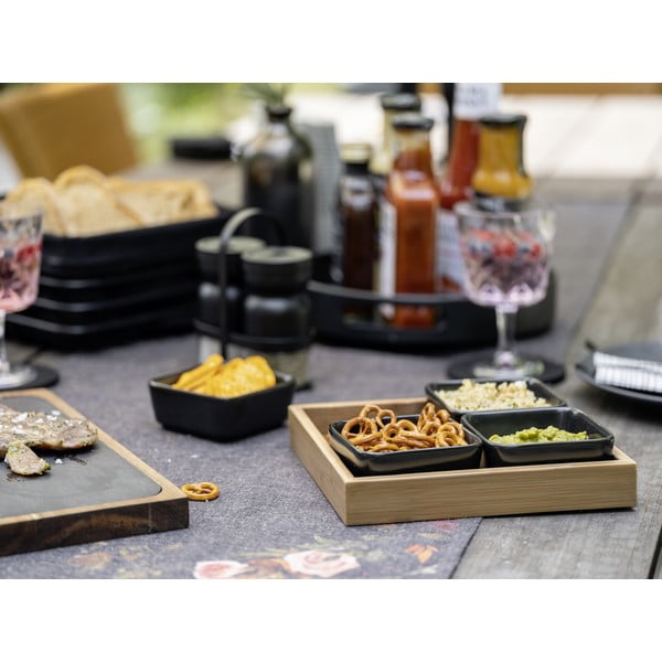 4 db fekete kerámia szervírozó tál tálcával Elo - Wenko-image-2