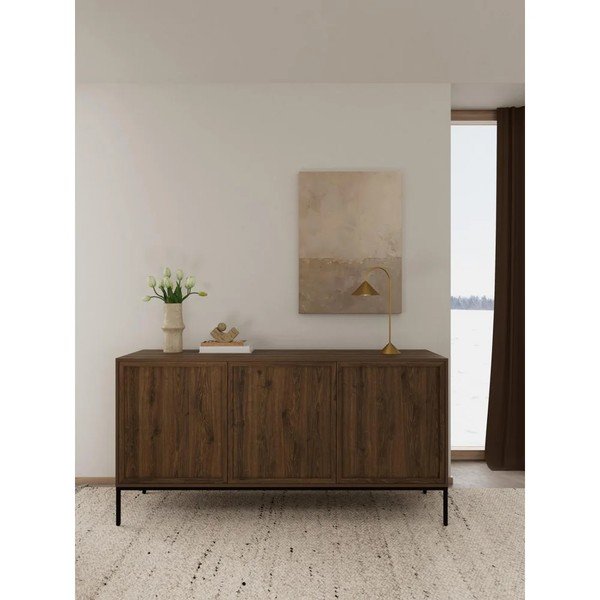 Sötét natúr színű komód tölgyfa dekorral 158x80x40 cm Palmdale – Actona-image-1