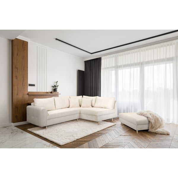 Krémszínű kordbársony puff Ariella – Ropez-image-1