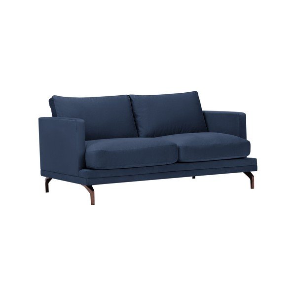 Jupiter sötétkék kétszemélyes kanapé, aranyszínű lábakkal - Windsor & Co Sofas-image-1