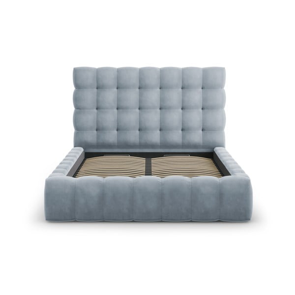 Világoskék kárpitozott franciaágy tárolóhellyel, ágyráccsal 140x200 cm Bali – Cosmopolitan Design-image-3