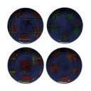 Snowflake 4 db-os kék-piros agyagkerámia desszertes tányér szett, ø 21,6 cm - Casafina