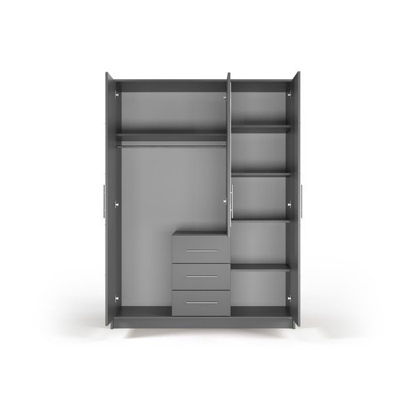 Szürke ruhásszekrény tükörrel 147x200 cm Derry - Cosmopolitan Design-image-4