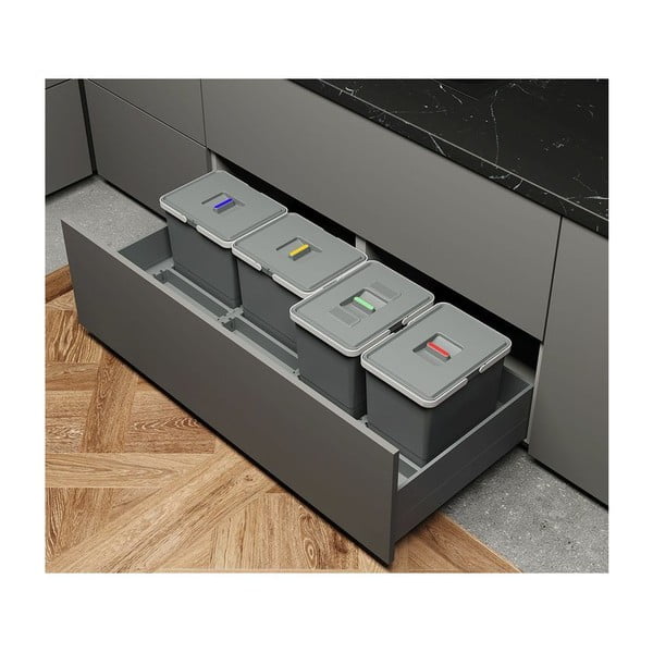 Műanyag szemetes szelektív hulladékhoz/beépíthető 15 + 10 + 10 + 6 l Metropolis - Elletipi-image-1