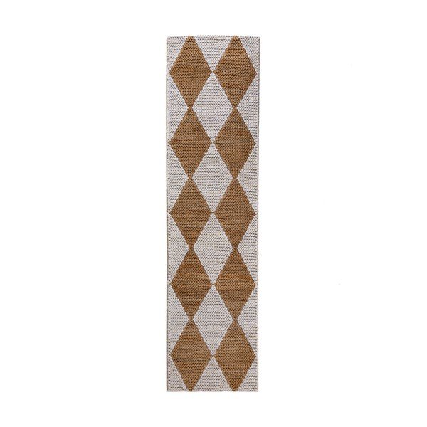 Fehér-natúr színű kézi szövésű jutakeverék futószőnyeg 80x230 cm Effie Diamond – Flair Rugs