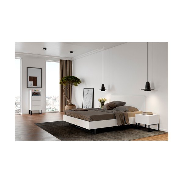 Fehér éjjeliszekrény fekete lábakkal, 50 x 51 cm Mara - TemaHome-image-1