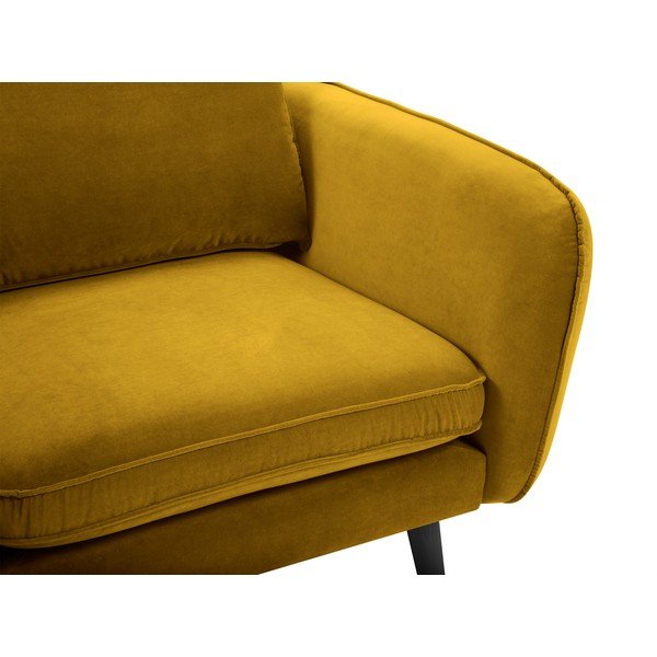 Lento sárga bársony fotel fekete lábakkal - Kooko Home-image-3
