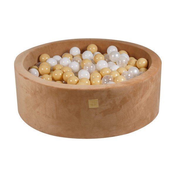 Világosbarna bársony labdamedence ø 90x30 cm Montessori – Meowbaby