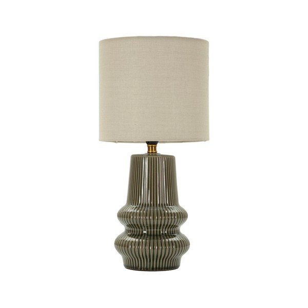 Khaki-krémszínű kerámia asztali lámpa textil búrával (magasság 41,5 cm) Harmony – Mauro Ferretti