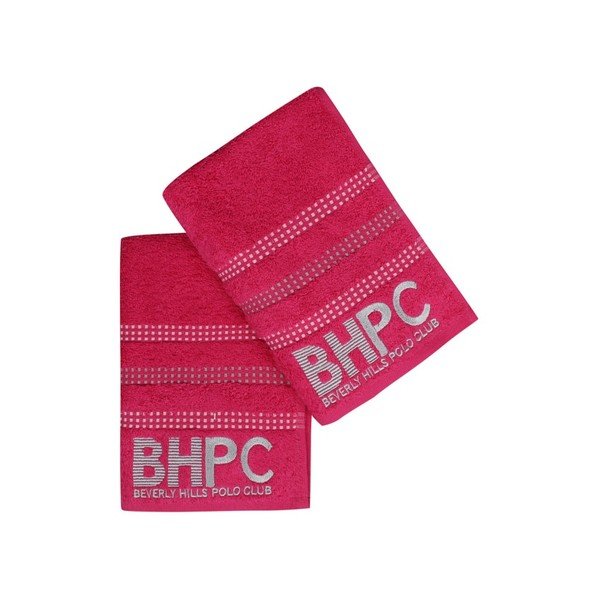 Beverly Hills Polo Club Stripes 2 db-os fuchsia törölköző szett, 90 x 50 cm-image-2