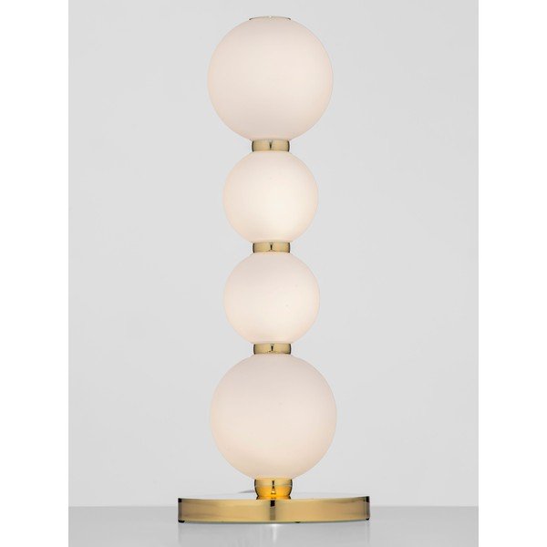 Fehér-aranyszínű fém LED asztali lámpa üveg búrával (magasság 31 cm) Perla – Nova Luce-image-3