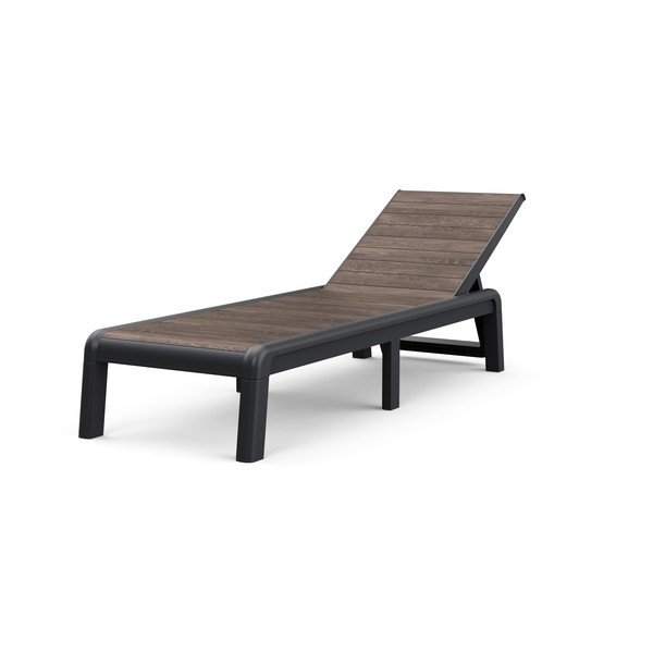 Sötétbarna műanyag állítható-összecsukható kerti napozóágy Deco Porto – Keter