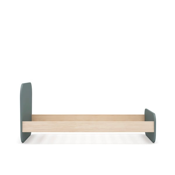 Szürkészöld gyerekágy ágyráccsal, borovi fenyő dekorral 90x190 cm  Esteban – Marckeric-image-3