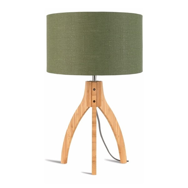 Annapurna asztali lámpa zöld búrával és bambusz lámpatesttel - Good&Mojo