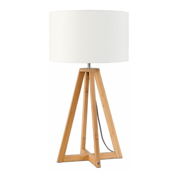 Everest asztali lámpa fehér búrával és bambusz lámpatesttel - Good&Mojo