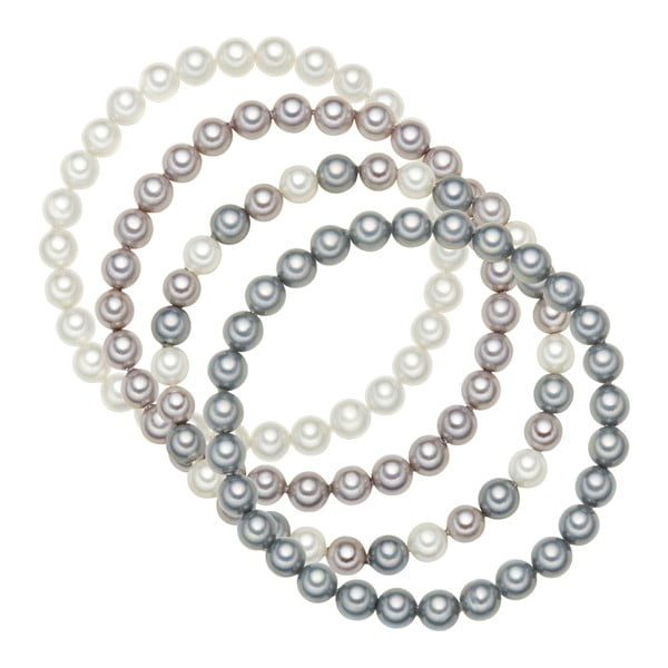 Bisous 4 darabos, szürkésfehér, gyöngy karkötő szett, ⌀ 6 mm x 17 cm hosszú - Perldesse
