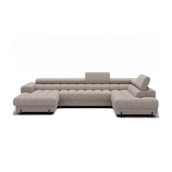 Bézs buklé kinyitható sarokkanapé (jobb oldali-U alakú) Feraria – ELTAP